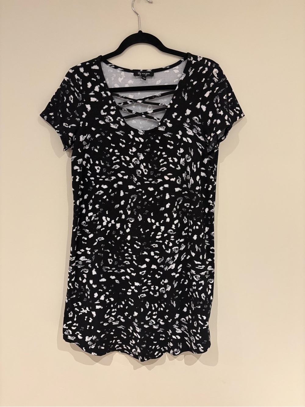 Black & White Print Crisscross Mini Dress